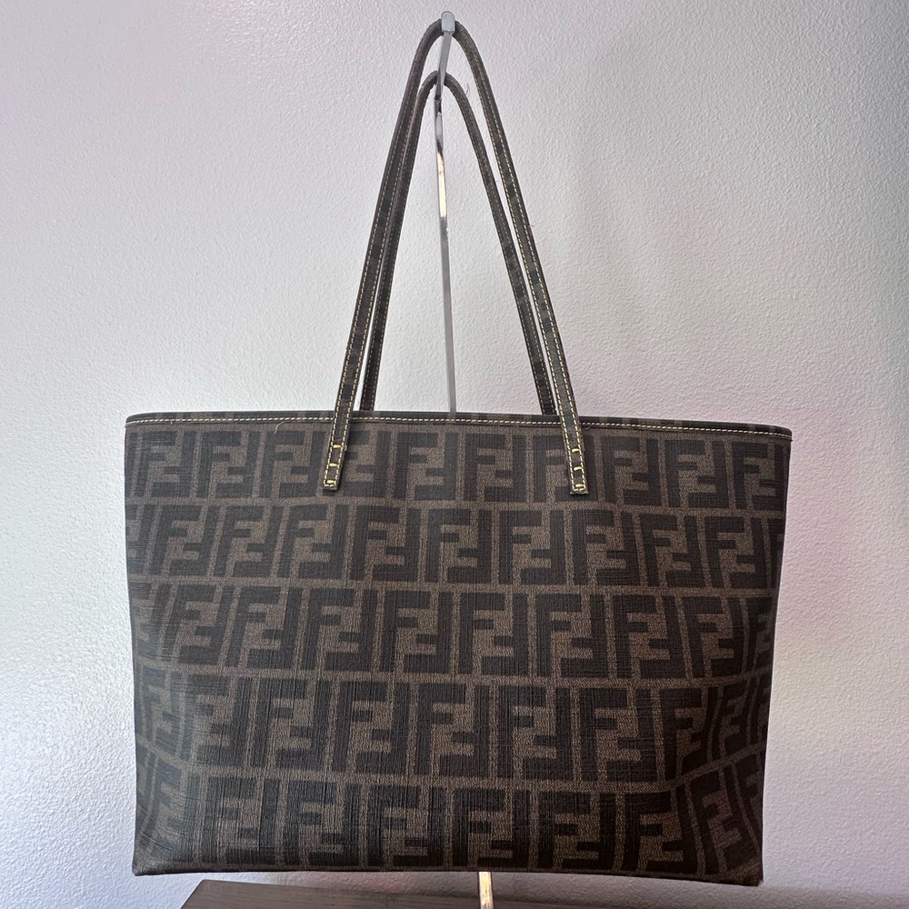 Fendi Zucca Coated Canvas Tote Yellow Interior